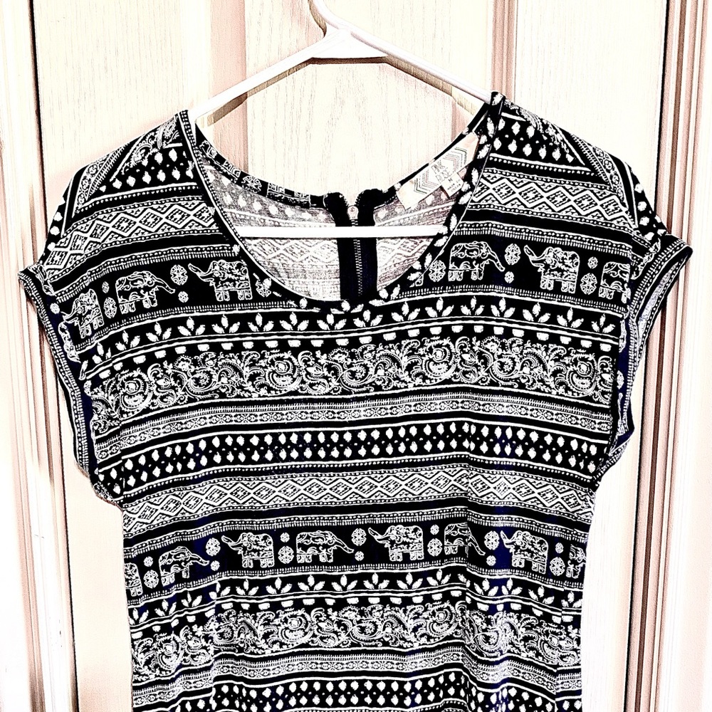 Navy and White Aztec Elephant Shirt